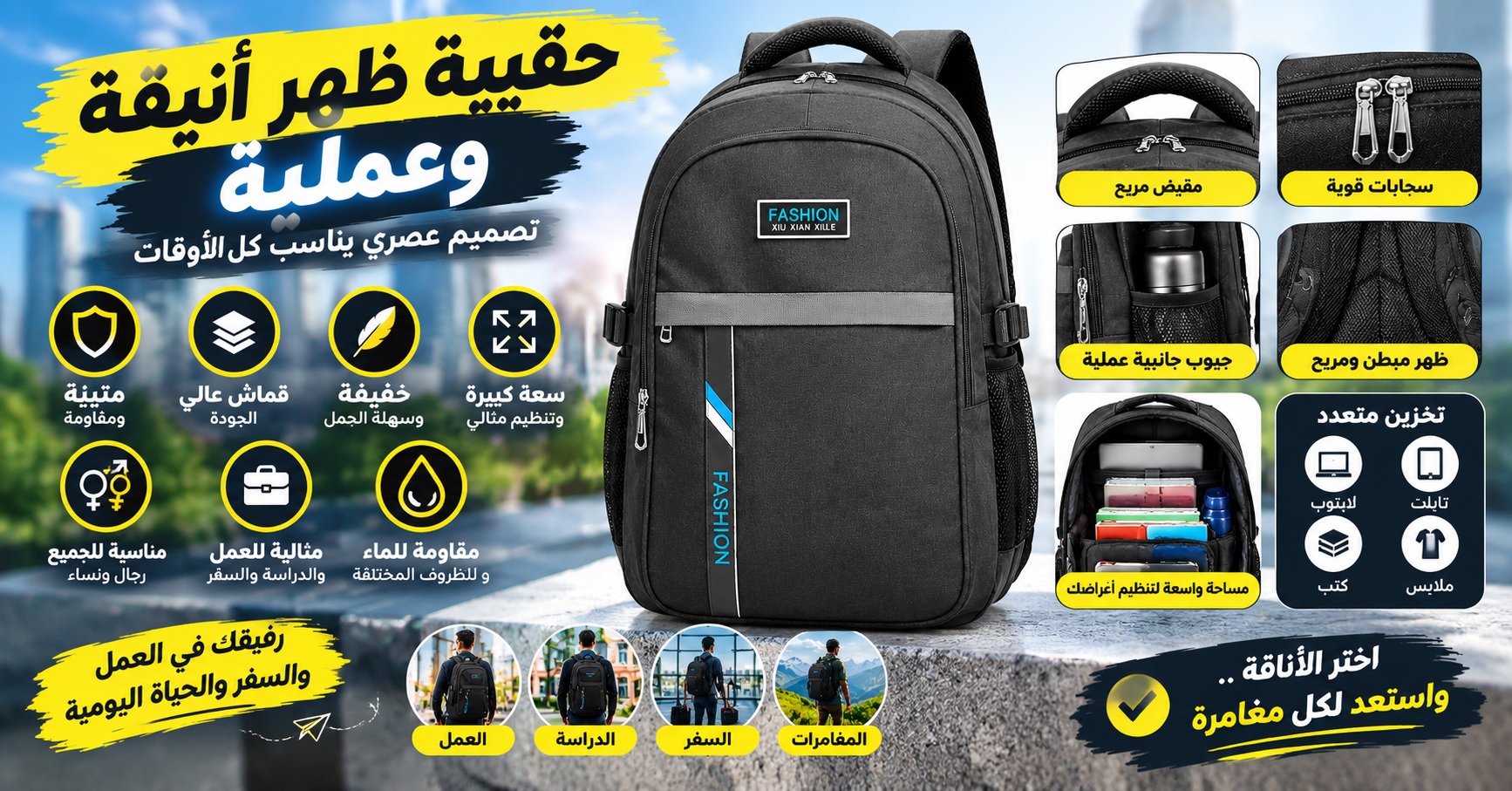 sac a dos noir pour homme
