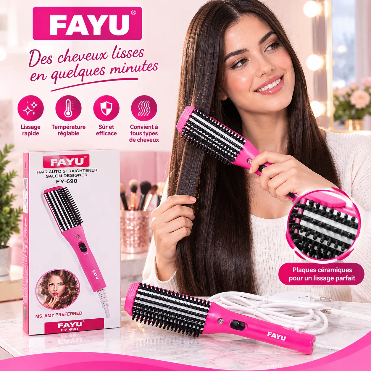 Mini brosse lissante de voyage