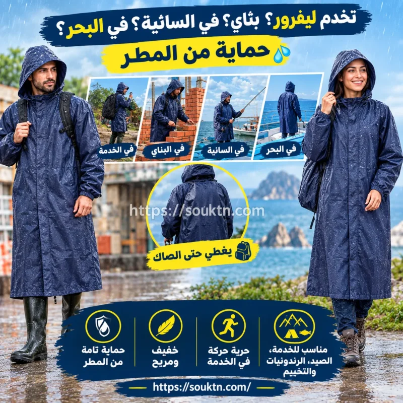 Manteau Imperméable Bleu Protection Pluie